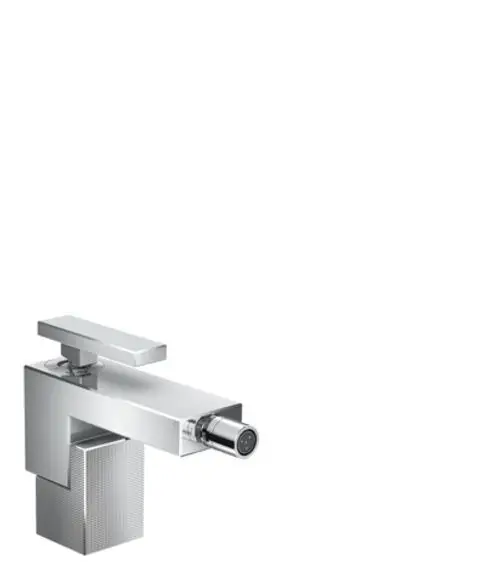 Chromfarbener AXOR Bidetmischer mit einem einheitlichen Design und einer integrierten Push-Open Ablaufgarnitur zur einfachen Handhabung.